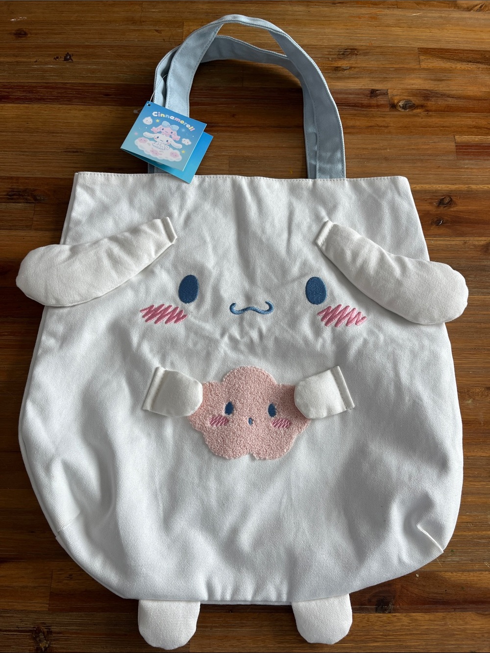 Sanrio Cinnamoroll White & Light Blue Canvas Tote Bag NWT
